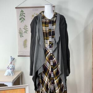 Gray Asymmetric Hemp Organic Cotton Cardigan Grunge HIppie Gloomy Coquette S